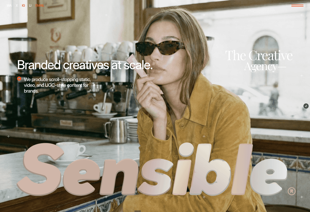 Sensible Studio website featuring bold typography and expressive creative work